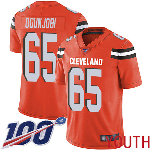 Cleveland Browns Larry Ogunjobi Youth Orange Limited Jersey 65 NFL Football Alternate 100th Season Vapor Untouchable